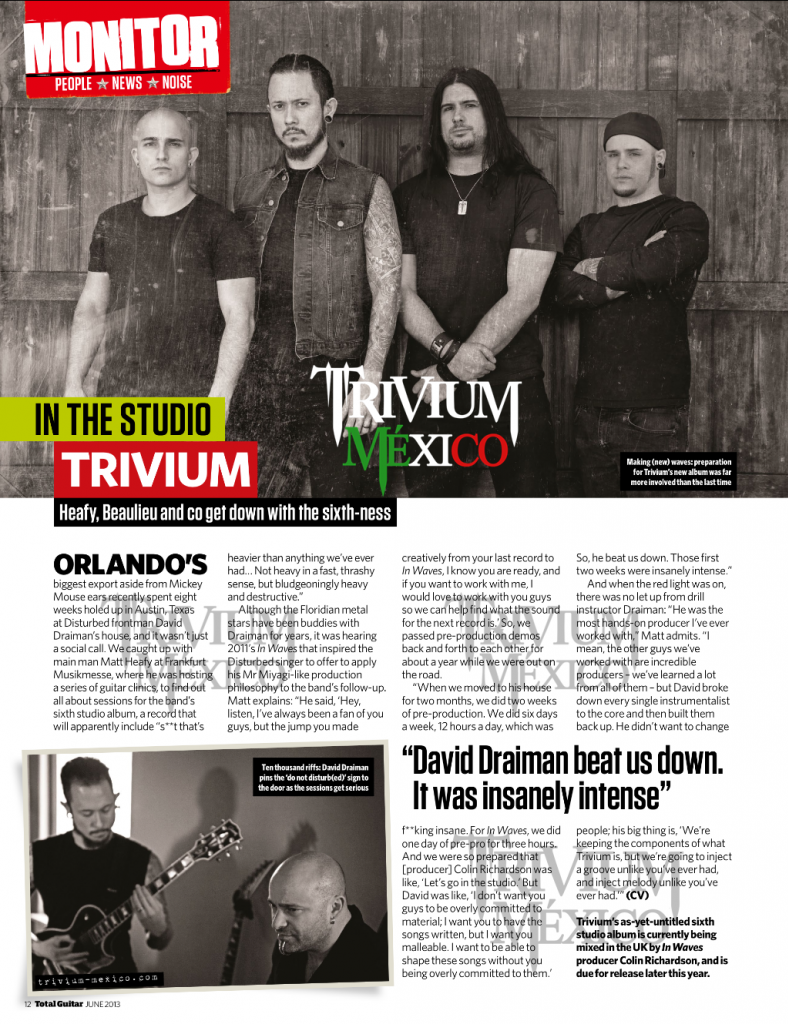 Trivium Total Guitar June 2013