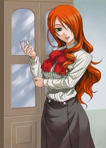 female anime hairstyles. short red hair anime girl.