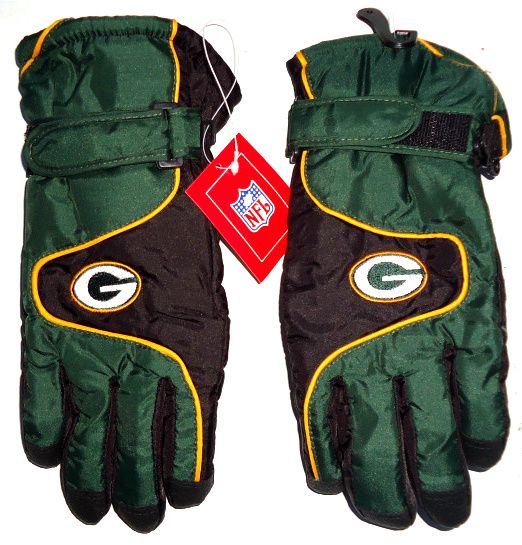 Green Bay Packers Football NFL Reebok YOUTH Gloves Authentic & New