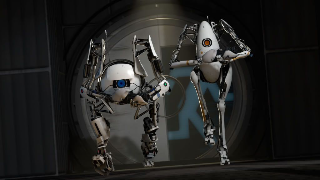 portal 2 robots. portal 2 robots hugging.
