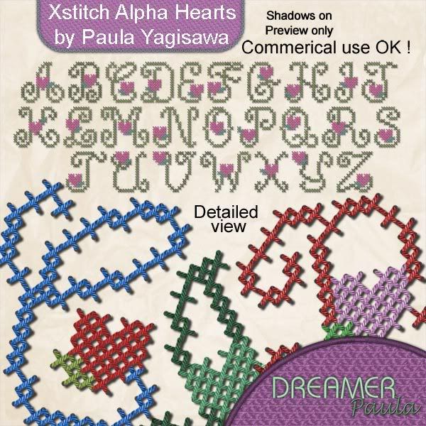 XStitch Alpha Hearts by Paula Yagisawa