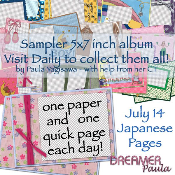 http://designsbydreamerpaula.blogspot.com/2009/07/sampler-5x7-album-freebies-july-14th.html