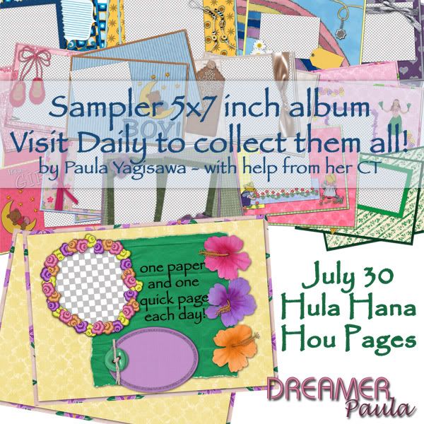 http://designsbydreamerpaula.blogspot.com/2009/07/sampler-5x7-album-freebies-july-30th.html