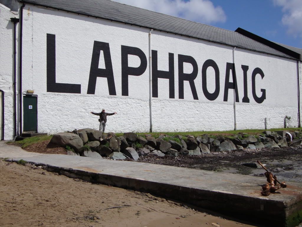 Reg outside Laphropaig
