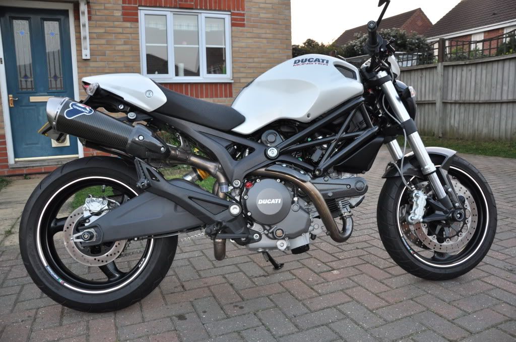 Ducati Monster 696 Dark. This is my wifes white 696