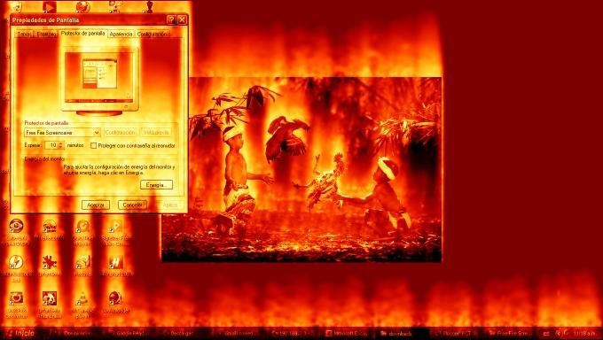 escritorio fuego llamas