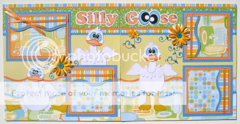 Silly Goose ~ Boy Girl ~ Paper Piecing ~ Premade Scrapbook Pages 