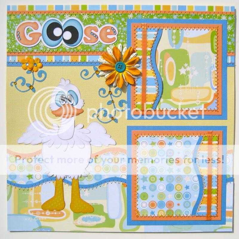 Silly Goose ~ Boy Girl ~ Paper Piecing ~ Premade Scrapbook Pages 