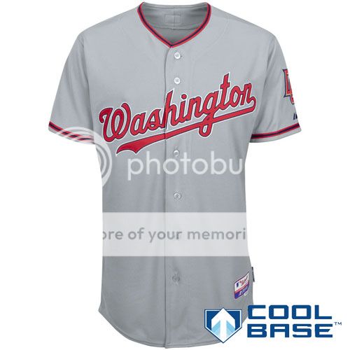  Nationals Size 60 Authentic Majestic Road / Away Grey Sewn Jersey 5XL