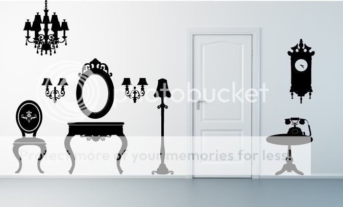 Wall Art Vinyl Decal Antique Set Console Table  