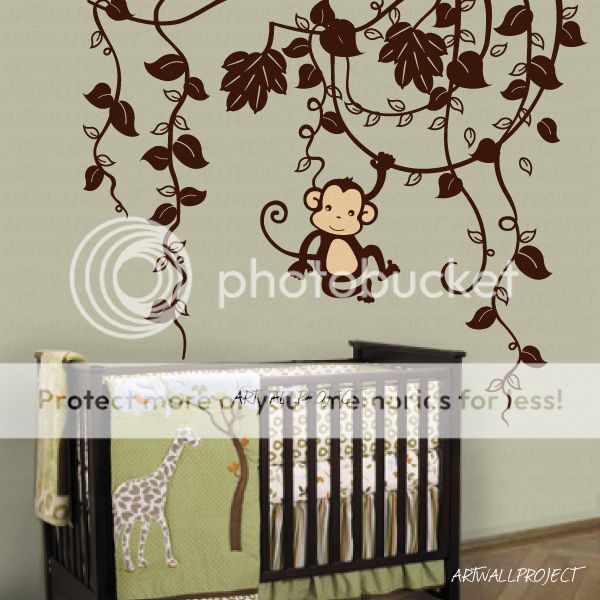 Nursery Wall Decal Monkey in Jungle B type with monkey  