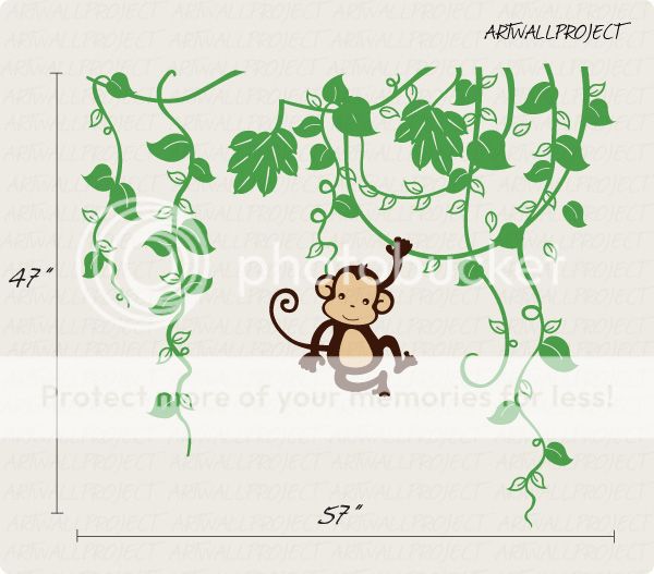 Nursery Wall Decal Monkey in Jungle B type with monkey  