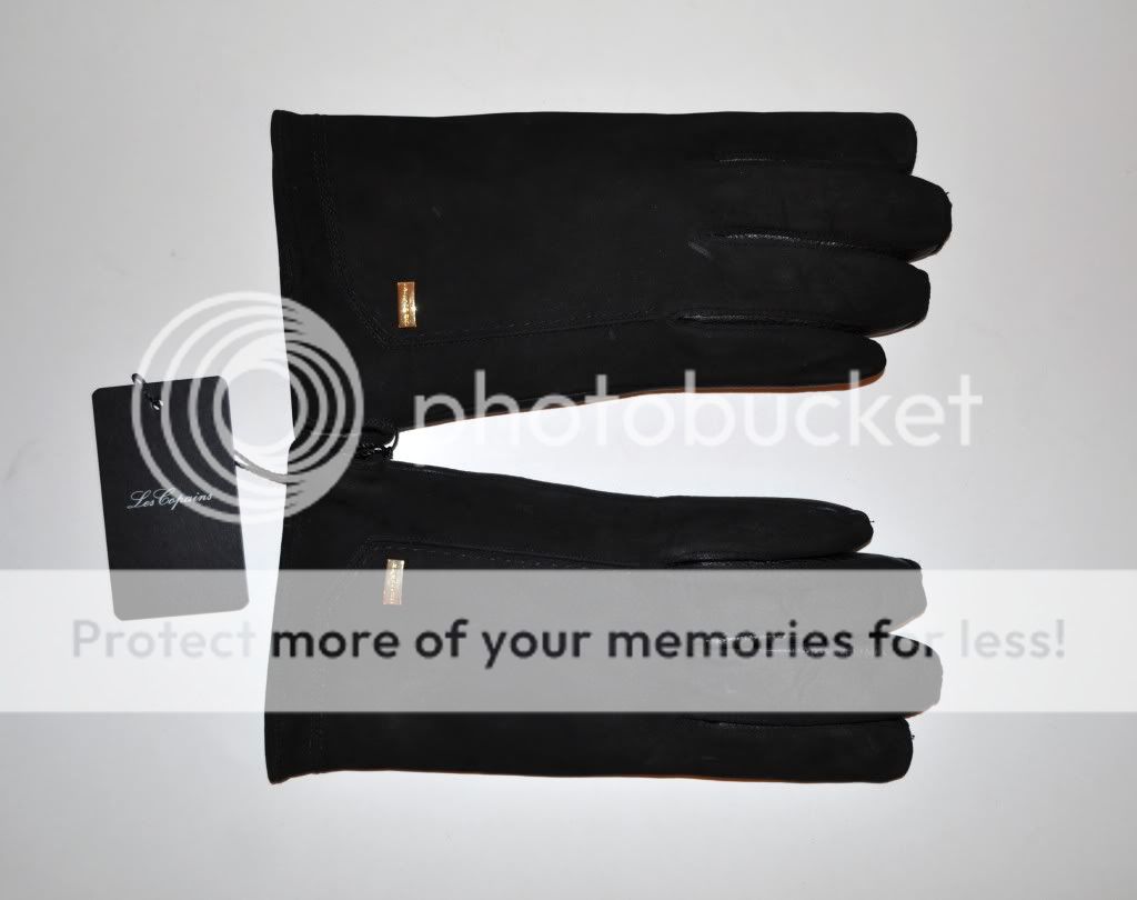 COPAINS MEN BLACK LEATHER SUEDE CASHMERE LINING GLOVES 9.5 $150 ITALY