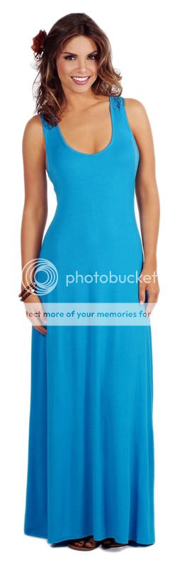 Casual Lace Racerback Tank Top Long Maxi Summer Dress  