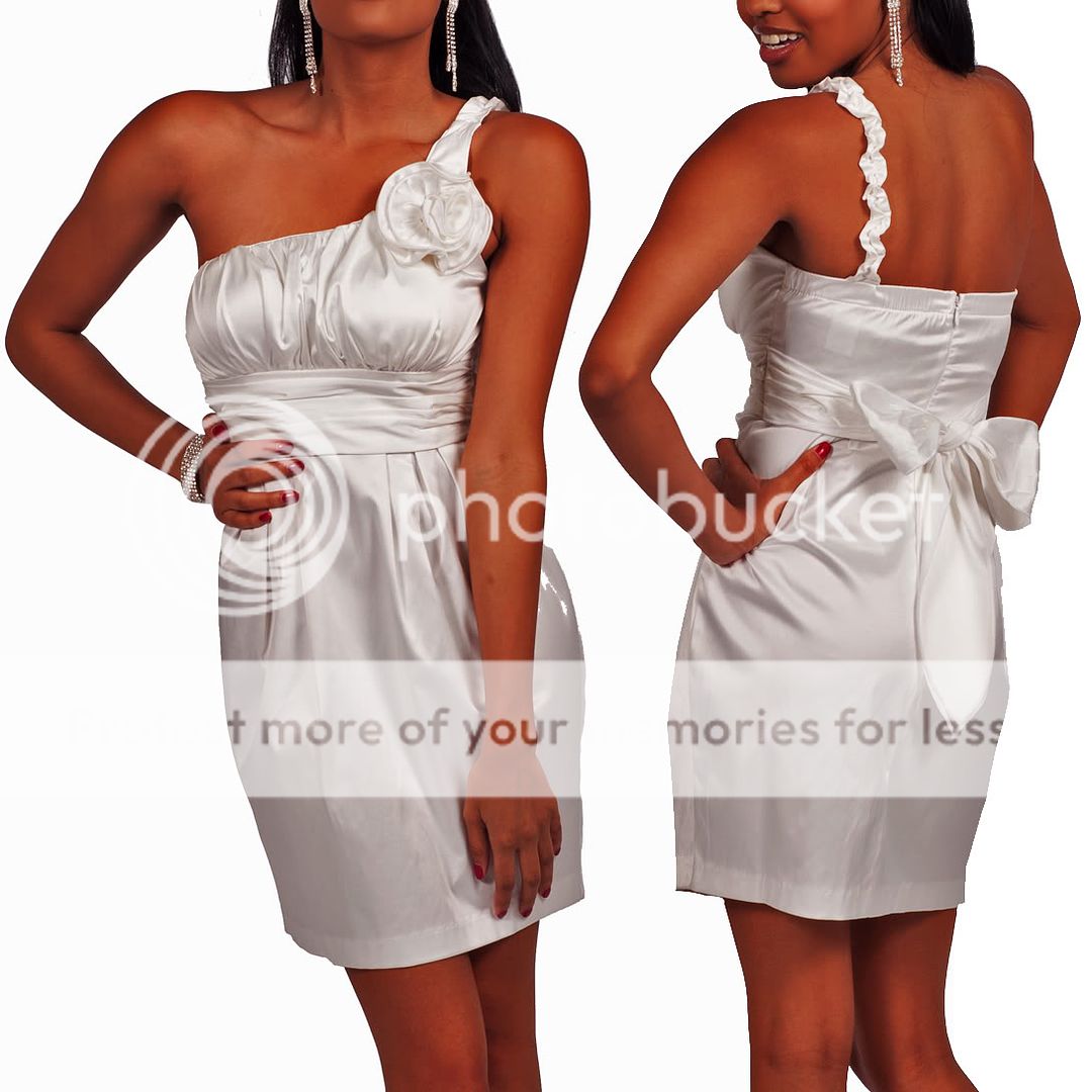   Empire Rose Detailed One Shoulder Design Formal Prom Party Mini Dress