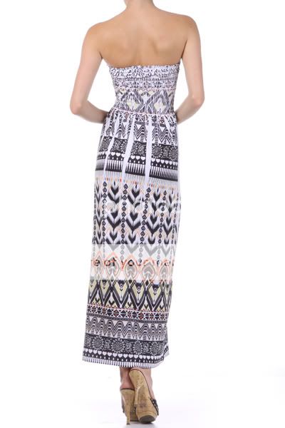   Multi Color Printed Strapless Long Sexy Summer Beach Maxi Dress  