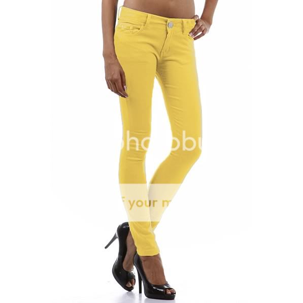 Color Premium Denim Jeans Jeggings Zipper Skinny Pants