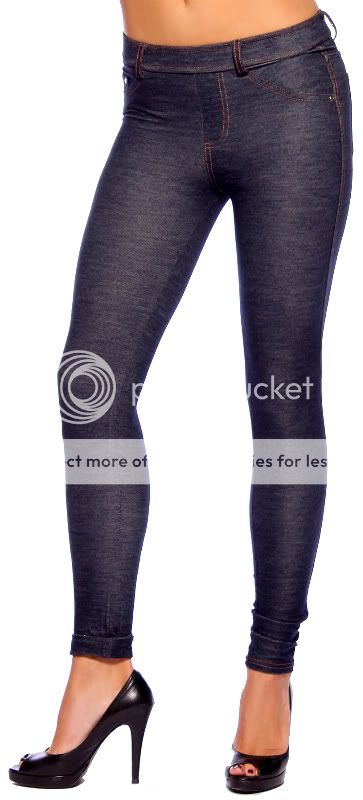 walk in style when you wear these trendy dark wash denim leggings 