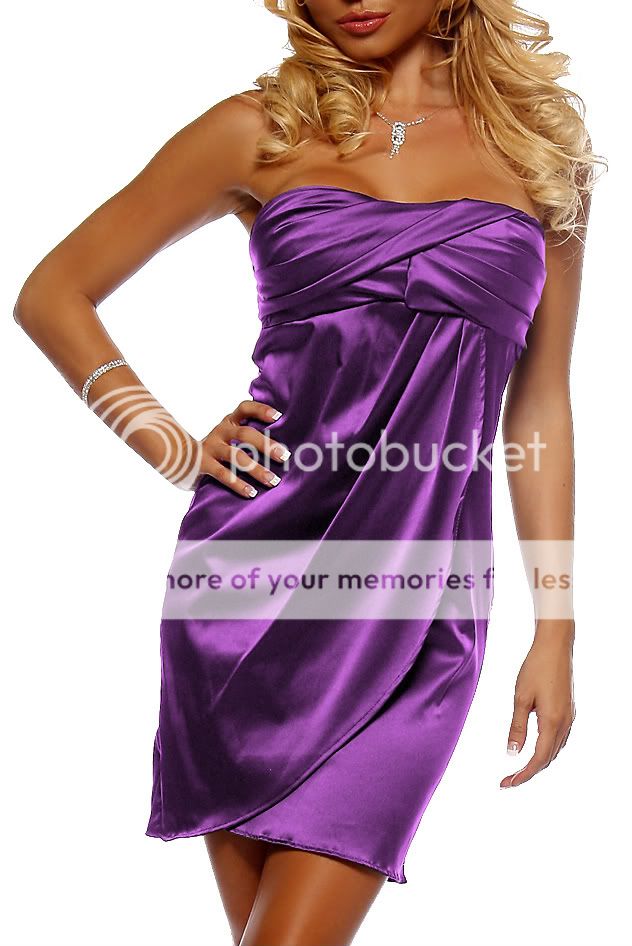 Designer Strapless Evening Prom Party Satin Mini Dress  